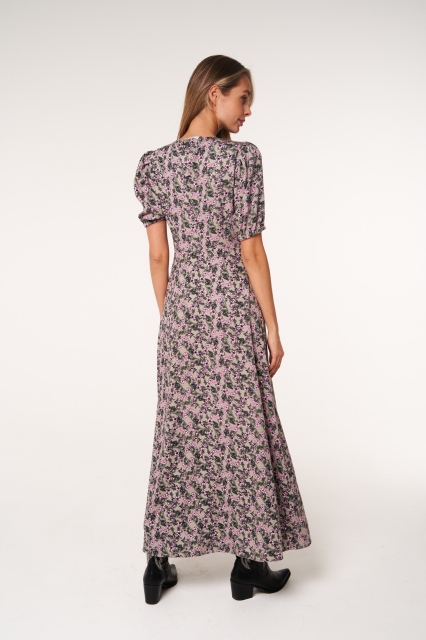 Платье макси из 100% вискозы с рукавом 3/4 в оливковом цвете