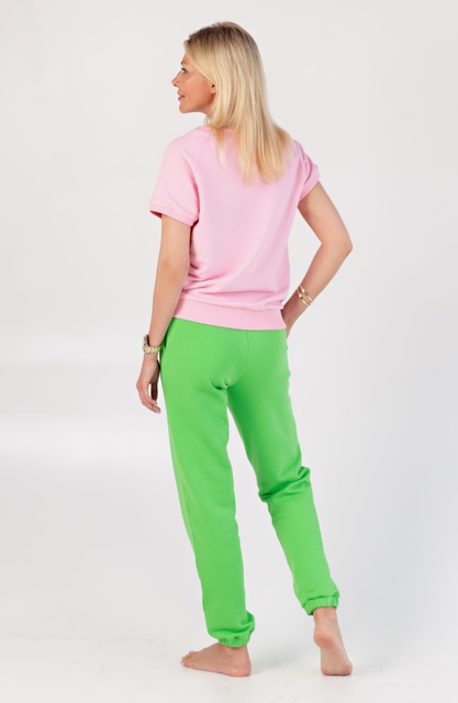 Костюм зелено-розовый штаны и свитшот с укороченным рукавом