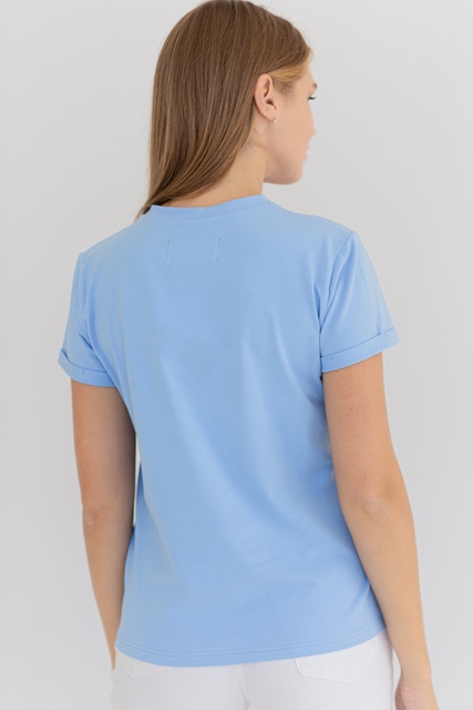 Голубая футболка с глиттерным принтом