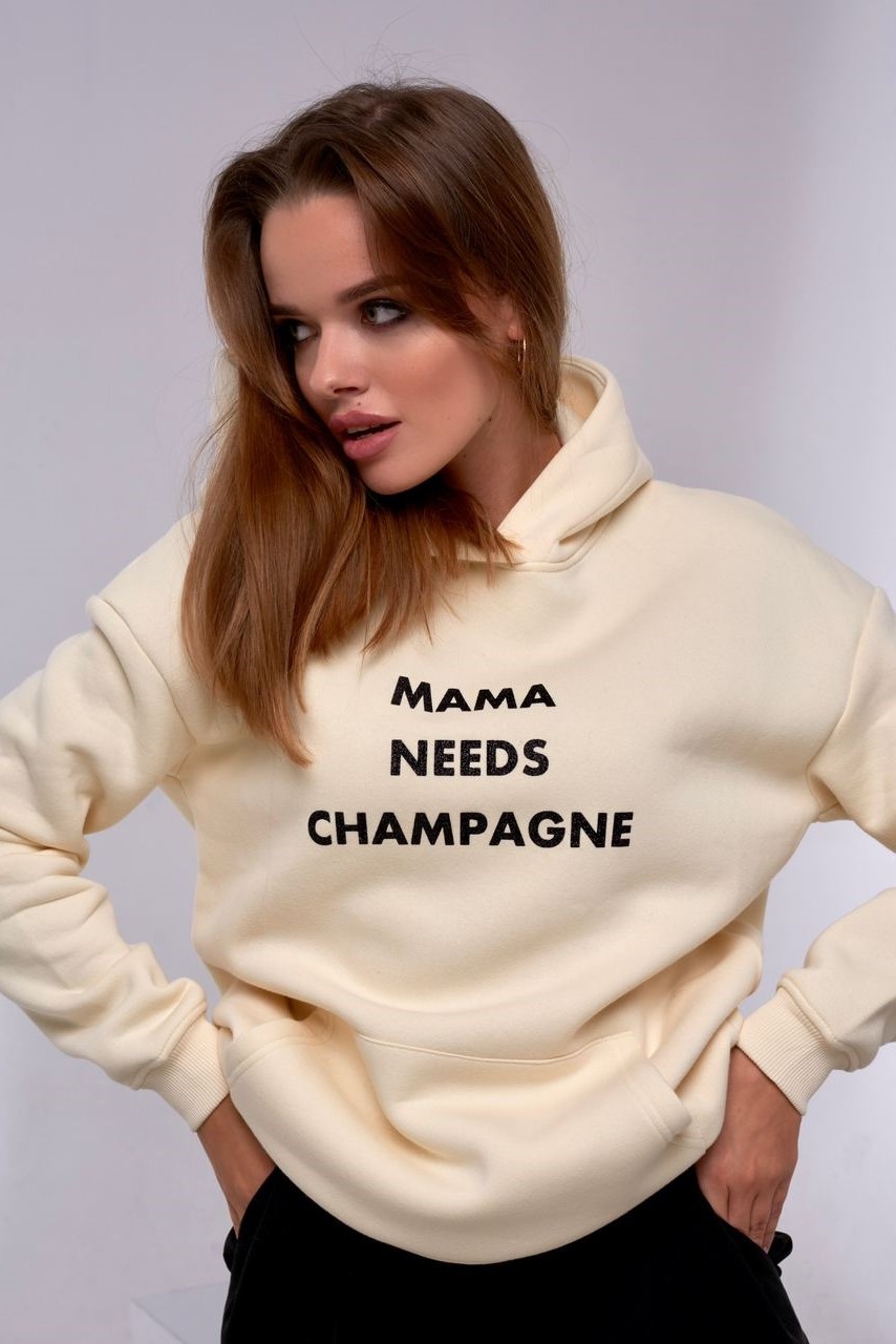 Утепленное худи Mama needs champagne